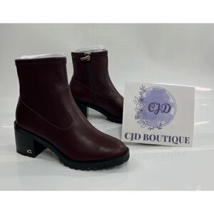 COACH Women's Joy Lug Sole Boots - Dark Cranberry 5.5B